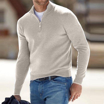 Heren Gebreide Zip Neck Trui – Casual, Comfortabel voor Lente en Herfst