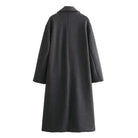 Women's Long Double-Breasted Coat with Wide Notch Lapel