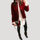Women's Cropped Military Jacket with Double-Breasted Silver Buttons