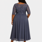 Women's Lace Cocktail Dress with Layered Chiffon Skirt