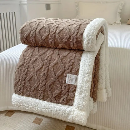 Reversible Plaid – Zacht Beige Gebrushte Fleece voor Bank of Bed, Ideaal voor Elk Seizoen