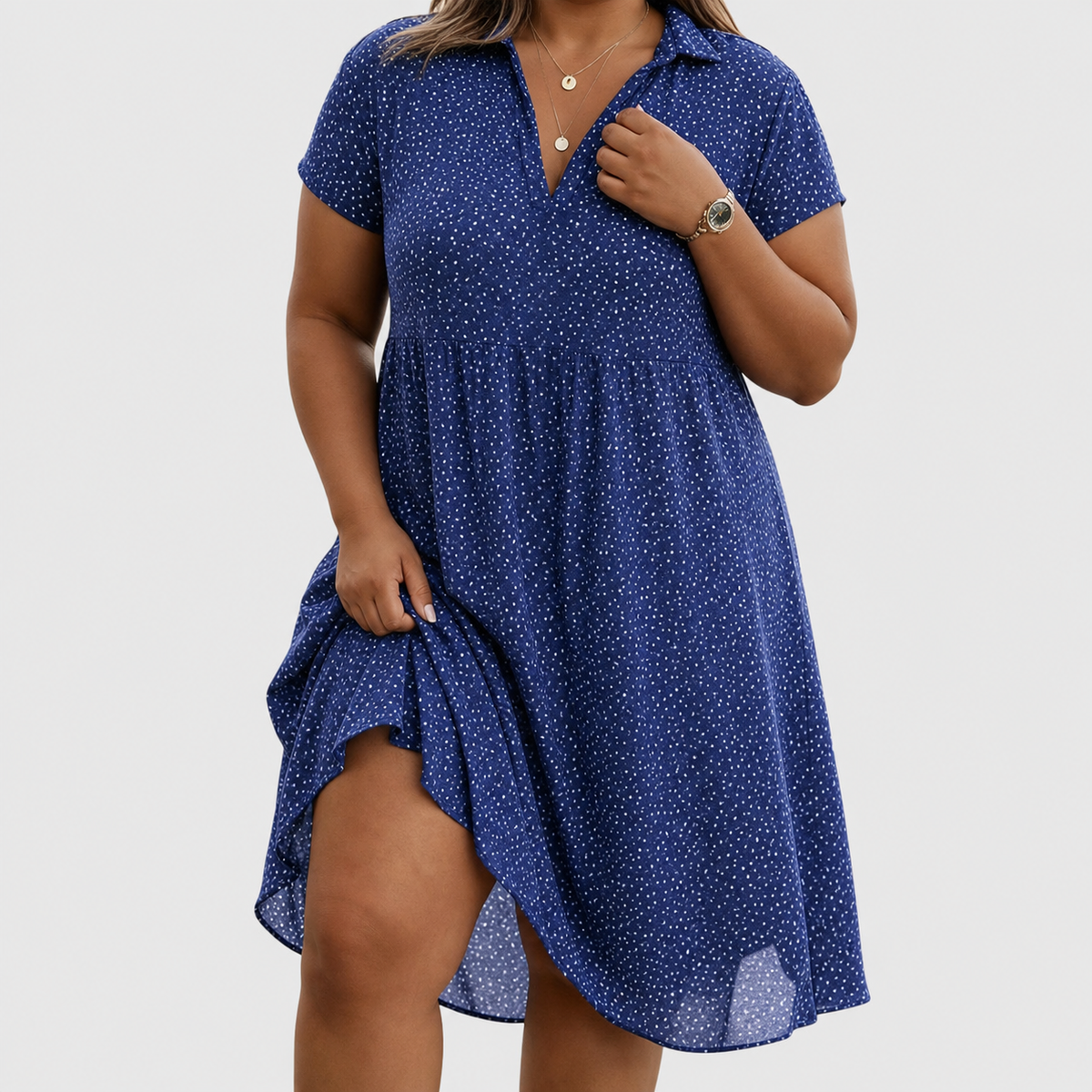 Women's Casual V-Neck Summer Dress - Lightweight Printed Relaxed Fit