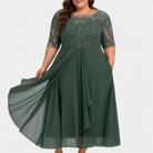 Women's Lace Cocktail Dress with Layered Chiffon Skirt