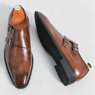 Men's Leather Loafers – Semi-Gloss Monk Style Shoes