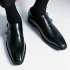 Men's Leather Loafers – Semi-Gloss Monk Style Shoes