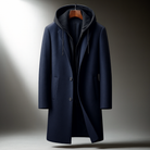 Men's Winter Coat with Hood - Wool Blend Full-Zip Overcoat