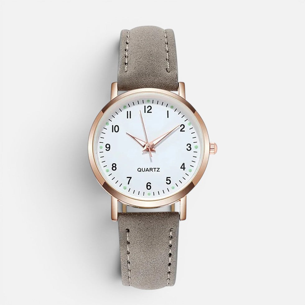 Women's Quartz Watch with Faux Leather Strap