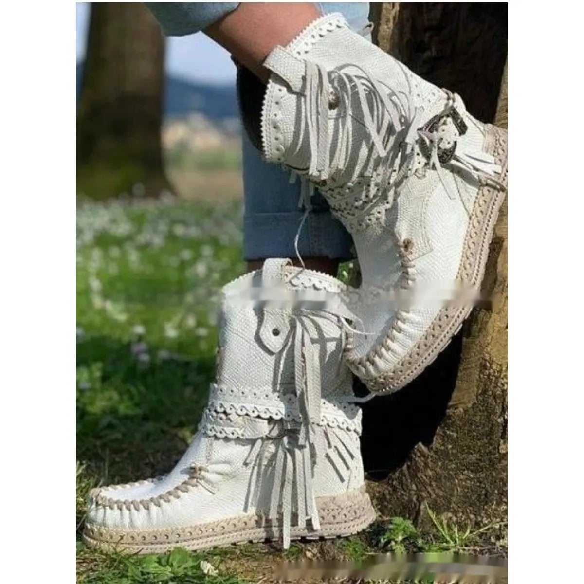 Women's Suede Fringe Boots with Cushioned Insole