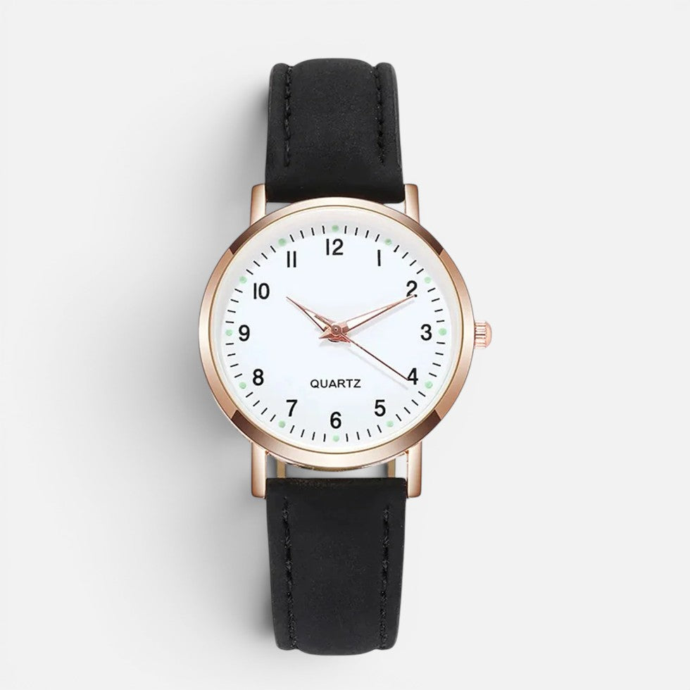 Women's Quartz Watch with Faux Leather Strap