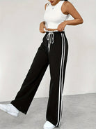 Women's High-Waist Jogger Sweatpants - Side-Stripe Detail, Relaxed Fit