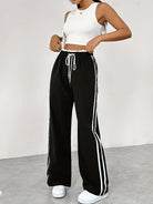 Women's High-Waist Jogger Sweatpants - Side-Stripe Detail, Relaxed Fit