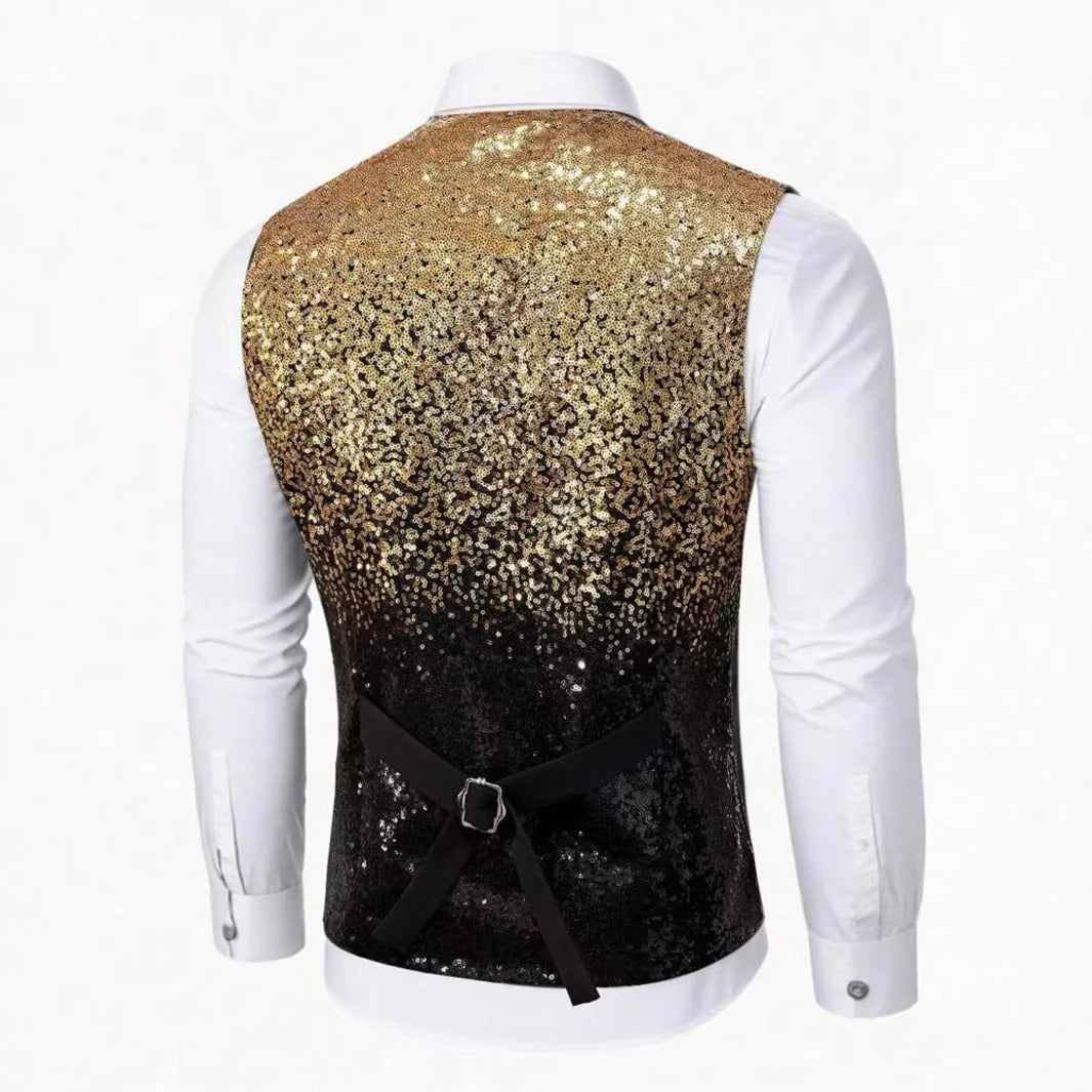 Men's Glitter Waistcoat with Satin Lapel