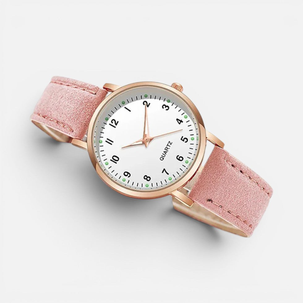 Women's Quartz Watch with Faux Leather Strap