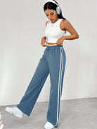 Women's High-Waist Jogger Sweatpants - Side-Stripe Detail, Relaxed Fit