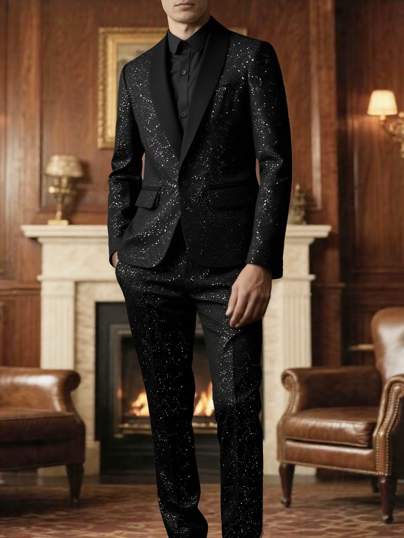Men's Glitter Suit Blazer and Trousers Set