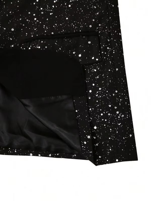 Men's Sequin Blazer with Satin Shawl Collar