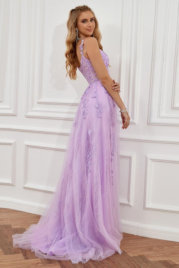 Sukienka z tiulu i koronki na ramiączkach spaghetti w kształcie litery A – widok produktu 8 | Ionotix