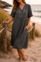 Aurore Linen V-Neck Midi Dress_3