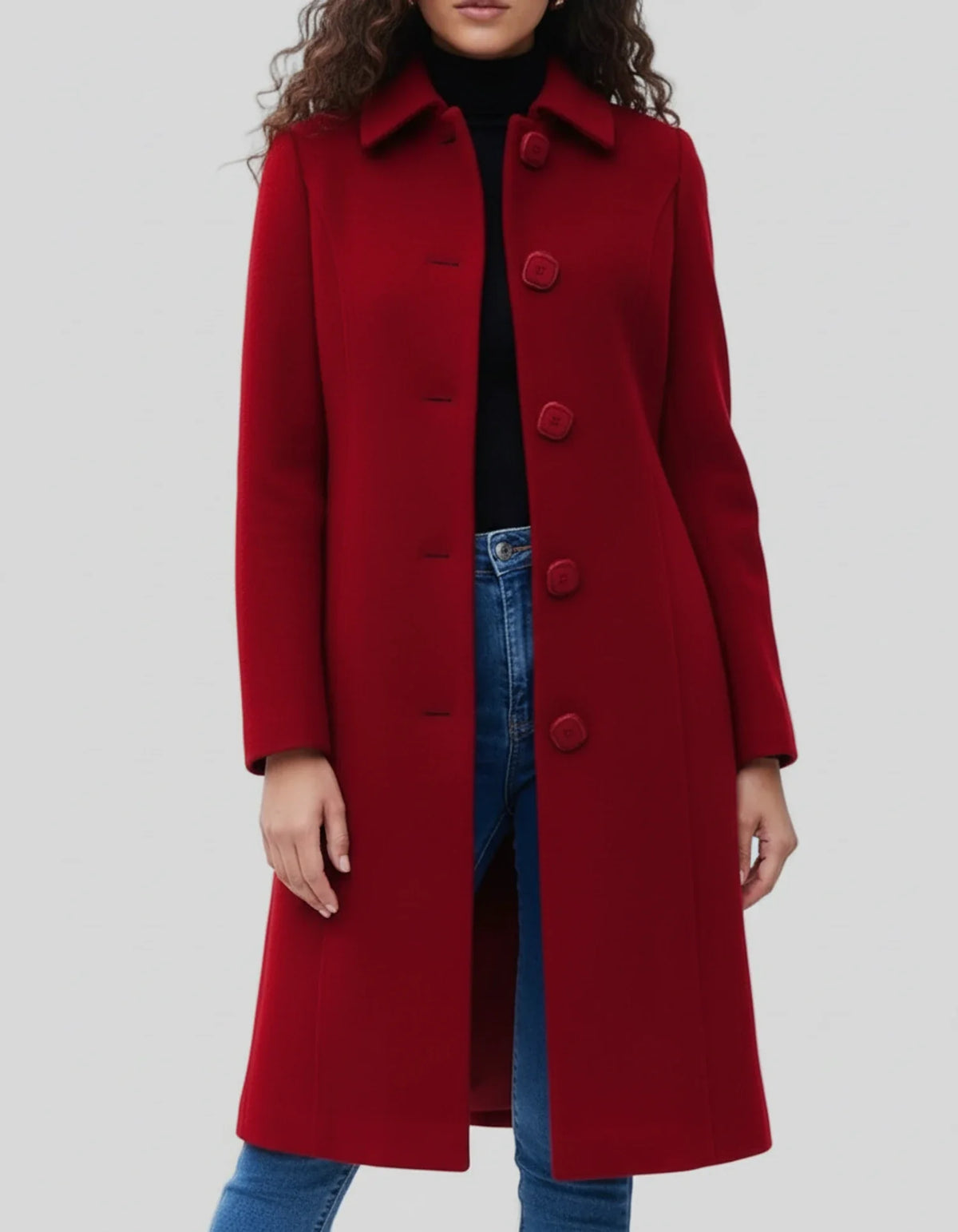 Women's Winter Trench Coat Single-Breasted Fit and Flare