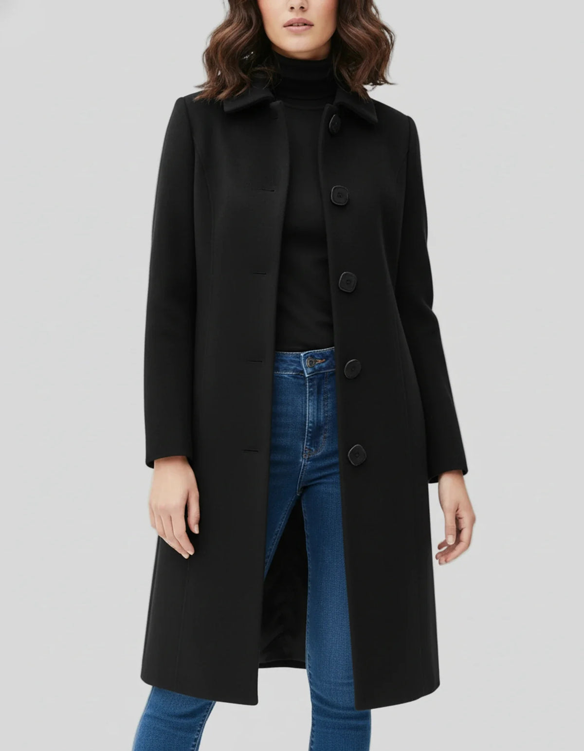Women's Winter Trench Coat Single-Breasted Fit and Flare