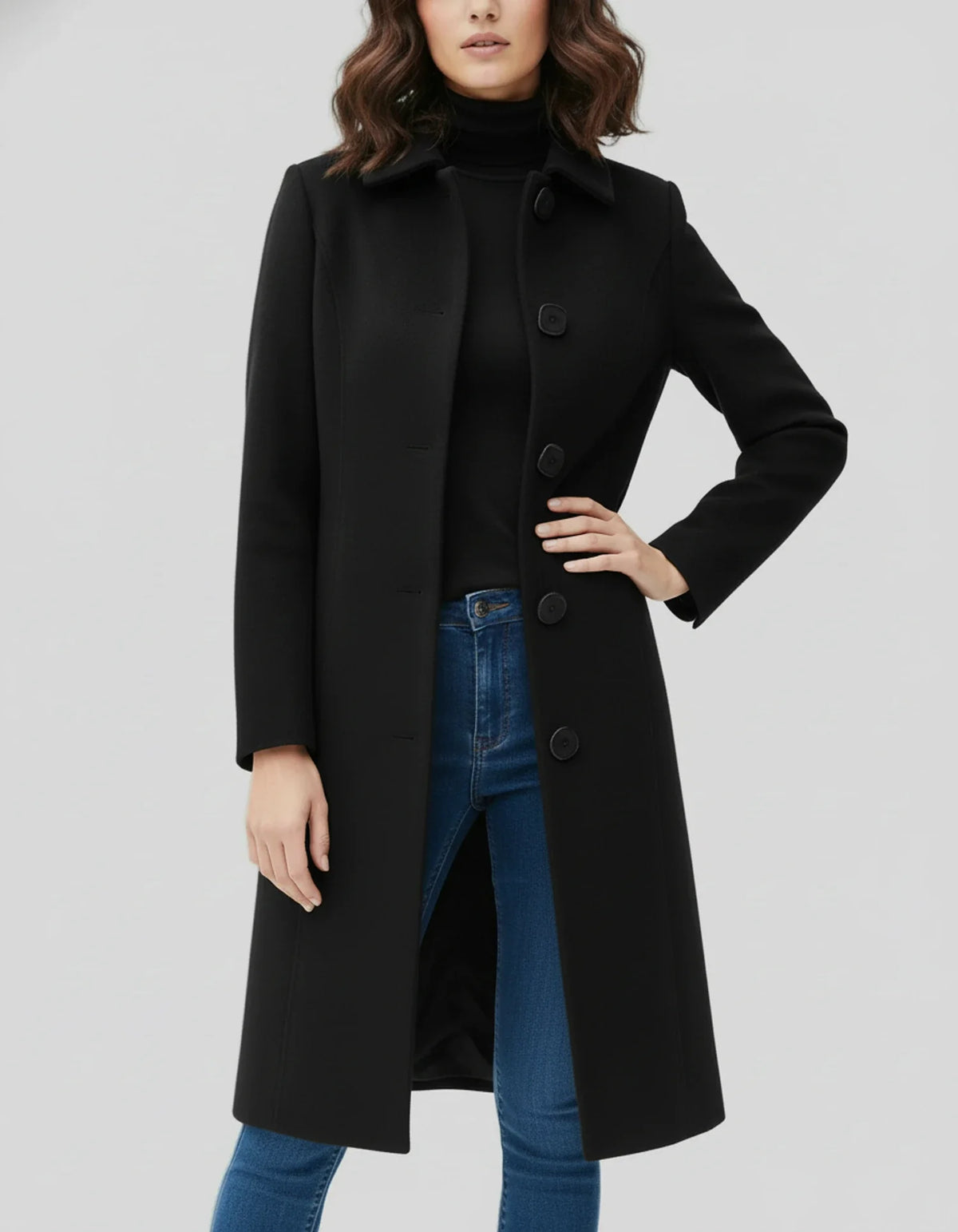 Women's Winter Trench Coat Single-Breasted Fit and Flare