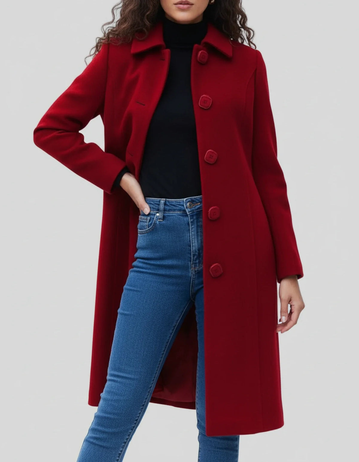Women's Winter Trench Coat Single-Breasted Fit and Flare