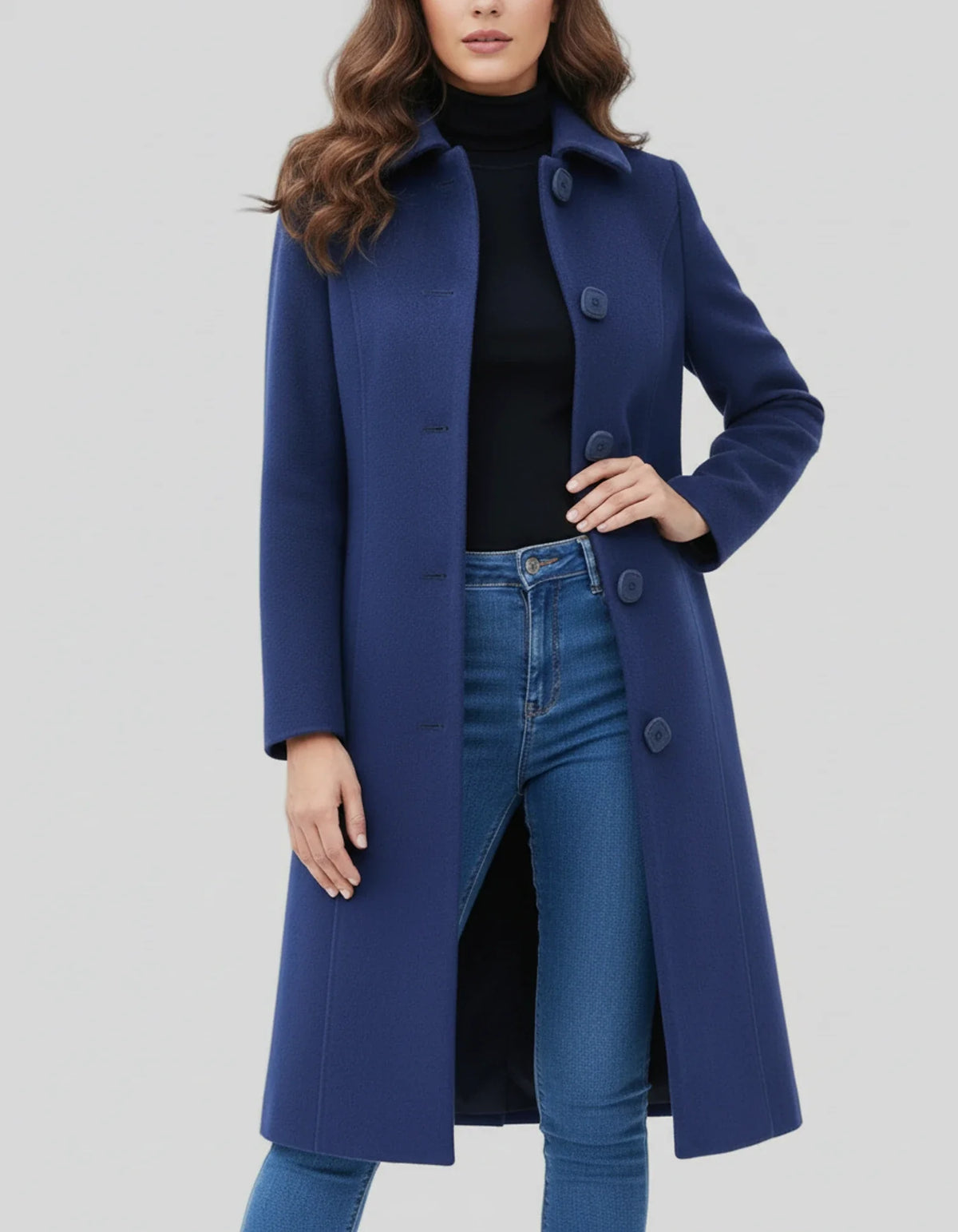 Women's Winter Trench Coat Single-Breasted Fit and Flare