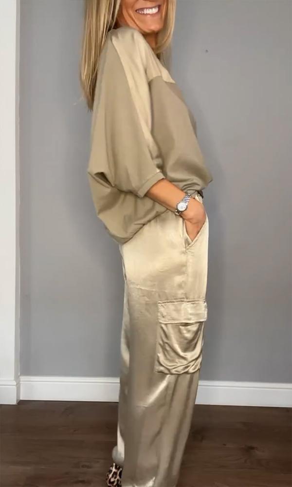 Women's Shirt and Shorts Set with Pockets