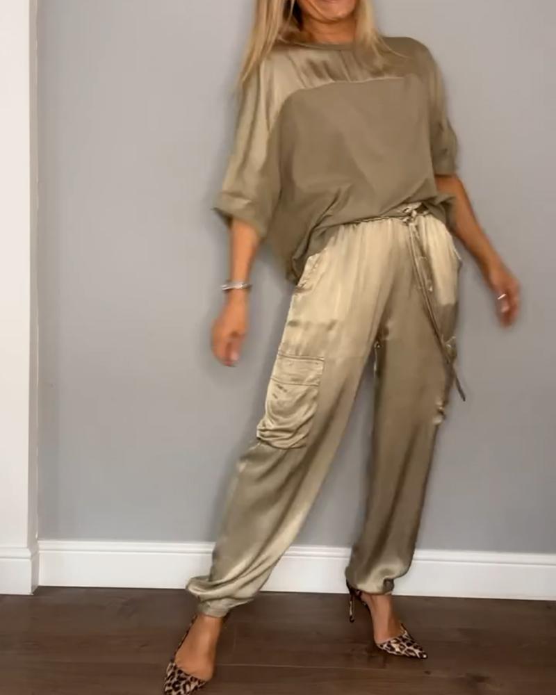 Women's Shirt and Shorts Set with Pockets