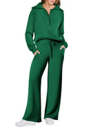 Women's Relaxed Loungewear Set - Half-Zip Sweatshirt & Jogger Pants