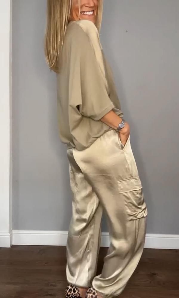 Women's Shirt and Shorts Set with Pockets