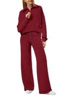 Women's Relaxed Loungewear Set - Half-Zip Sweatshirt & Jogger Pants