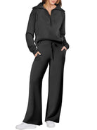 Women's Relaxed Loungewear Set - Half-Zip Sweatshirt & Jogger Pants