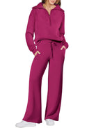 Women's Relaxed Loungewear Set - Half-Zip Sweatshirt & Jogger Pants