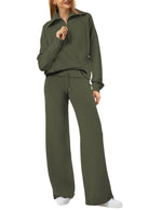 Women's Relaxed Loungewear Set - Half-Zip Sweatshirt & Jogger Pants