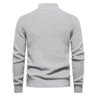 Julian geribbelde half-zip trui in lichtgrijs, achteraanzicht