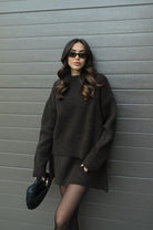 Women's Knit Sweater and Skirt Set - Oversized Top with Fitted Skirt