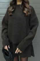 Women's Knit Sweater and Skirt Set - Oversized Top with Fitted Skirt