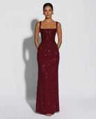 Women's Sequin Maxi Dress - Sleeveless Cocktail Dress