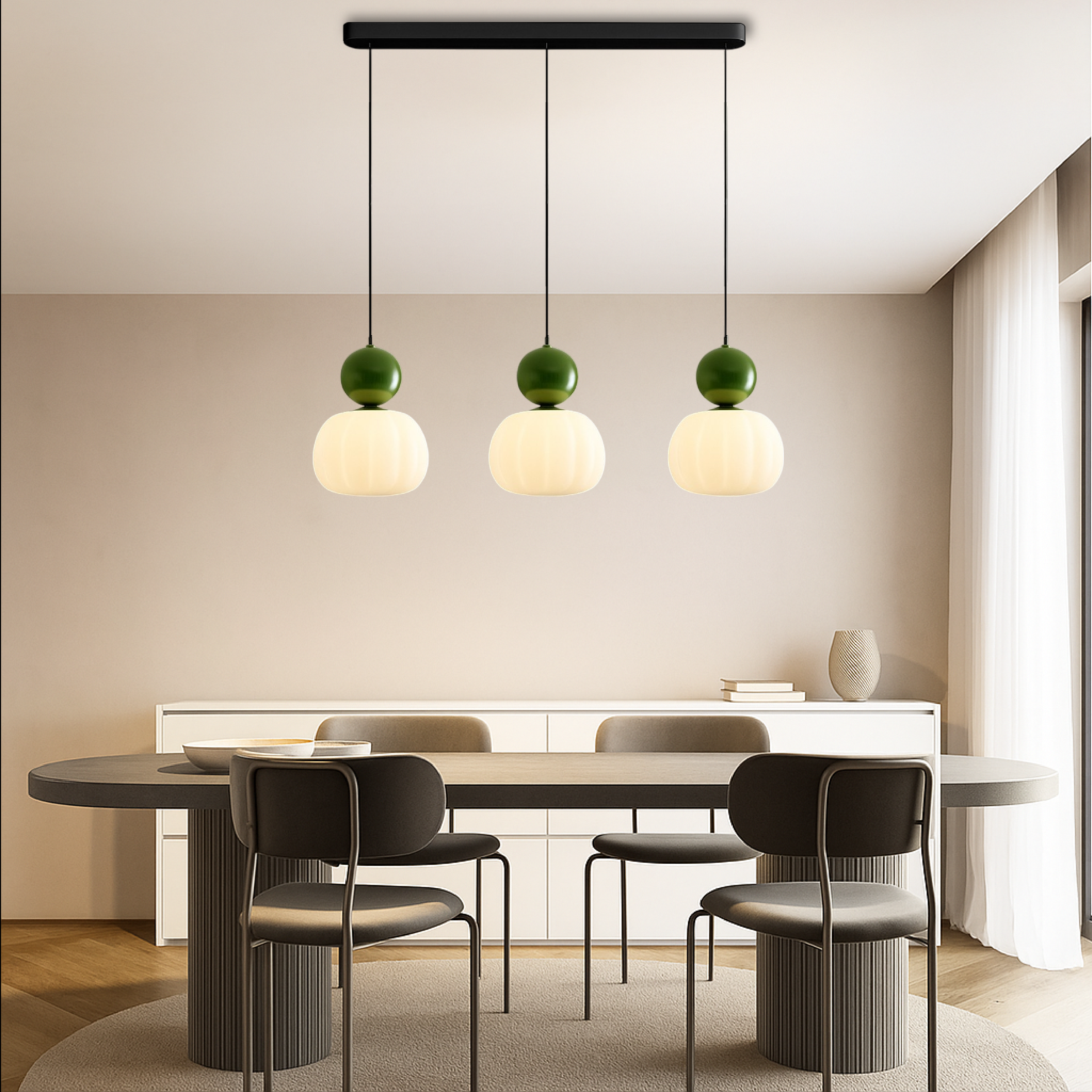 Art Deco Pendant Light - Acrylic Globe Shade Ceiling Lamp