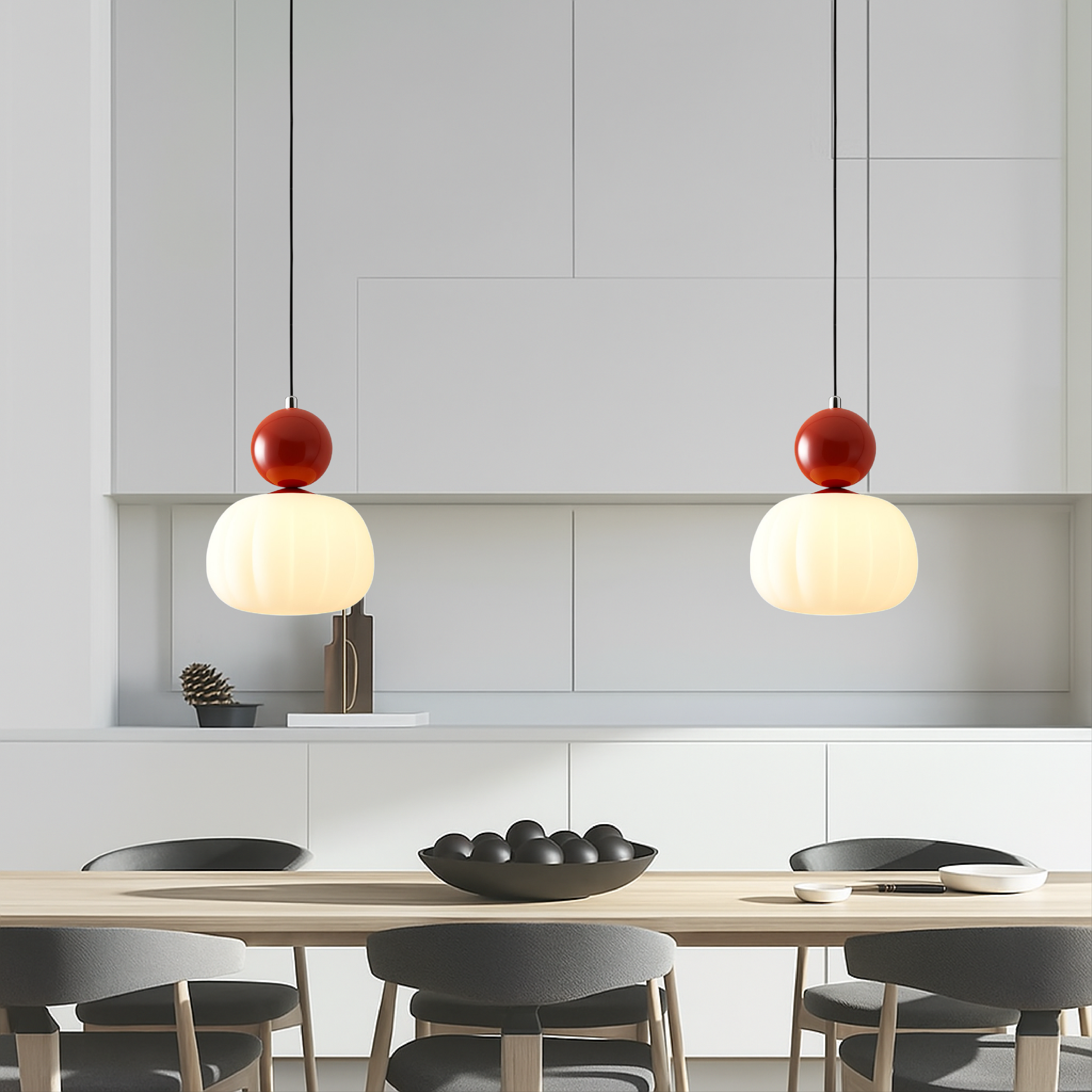 Art Deco Pendant Light - Acrylic Globe Shade Ceiling Lamp