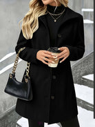 Women's Winter Coats with Lapel Collar, Long Button-Front Coat