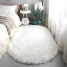 Fluffy Oval Rug for Bedroom and Living Room - Soft Shaggy Pile