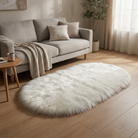 Fluffy Oval Rug for Bedroom and Living Room - Soft Shaggy Pile