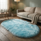 Fluffy Oval Rug for Bedroom and Living Room - Soft Shaggy Pile