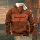 Laurent bruine sweater met halve rits, vooraanzicht