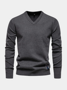 Laurent donkergrijze V-hals pullover, vooraanzicht