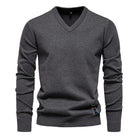 Laurent grijze V-hals pullover, vooraanzicht