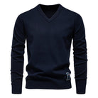 Laurent marineblauwe V-hals pullover, vooraanzicht
