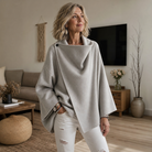 Women's Asymmetric Wrap Cape Jacket with Button Collar